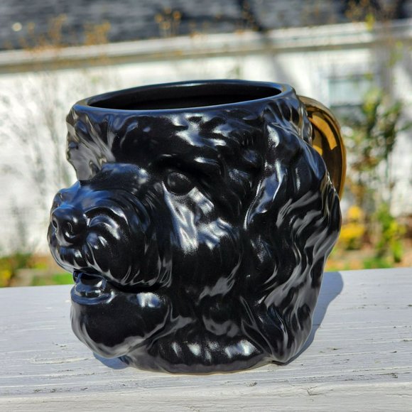 Tabitha Brown Black and Gold 3D‎ Dog Face Shaped Stoneware Coffee Mug 14 oz - Picture 12 of 14